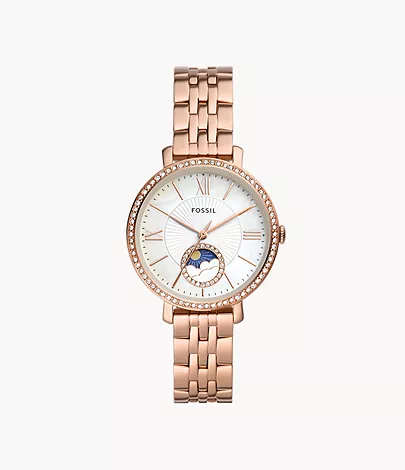 Fossil Uhr Jacqueline Multifunktionswerk Sonne Mond Edelstahl roségoldfarben