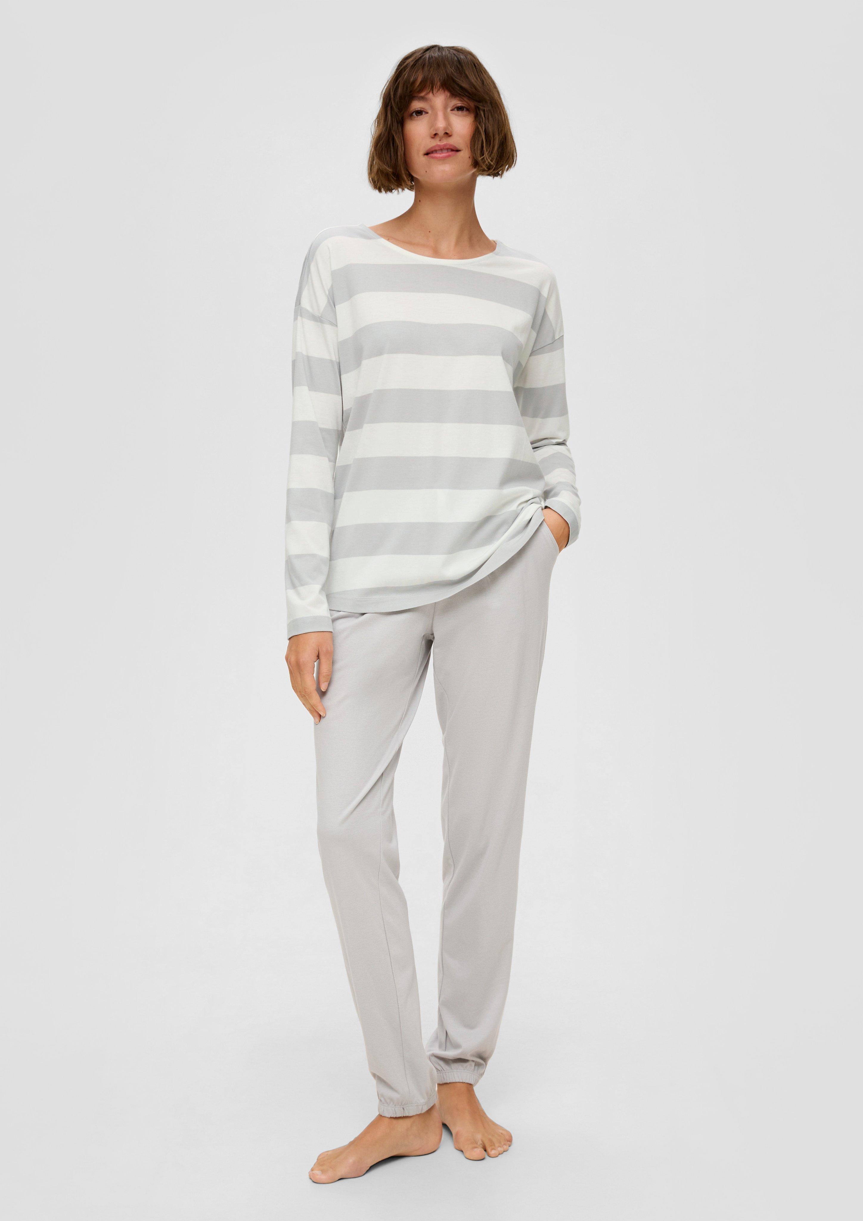 Langes Pyjama-Oberteil mit Streifen  6009205-90G1
