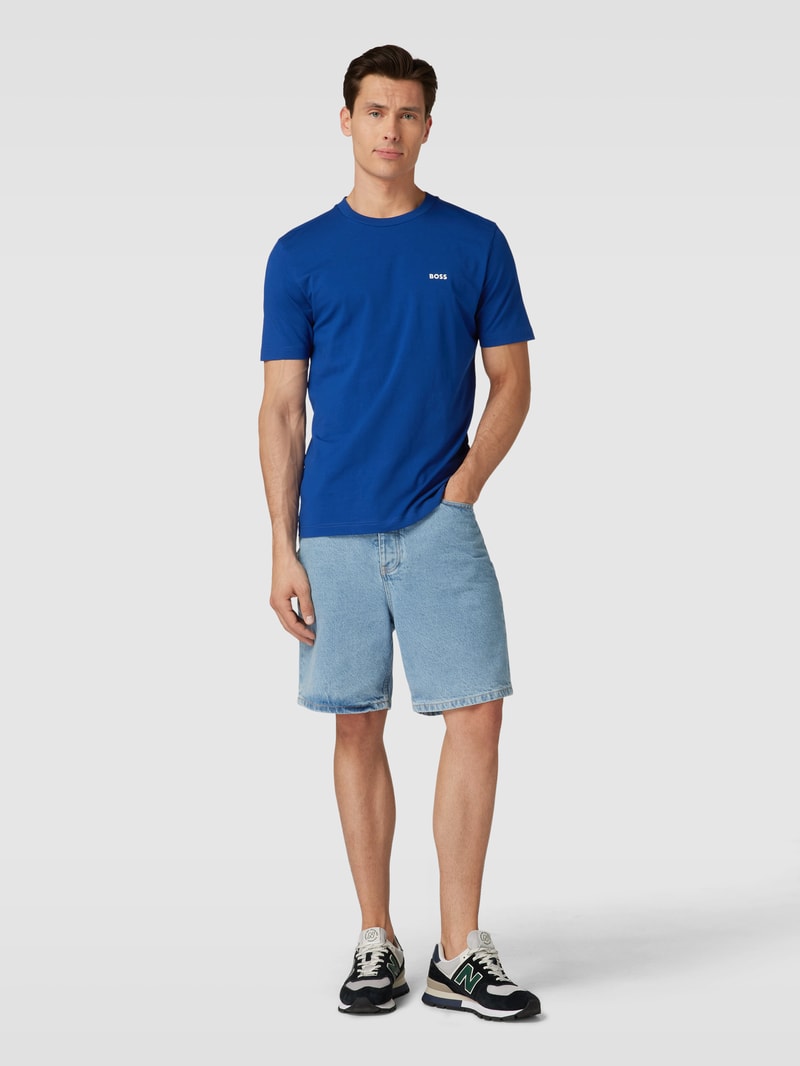 T-Shirt mit Label-Print in royalblau