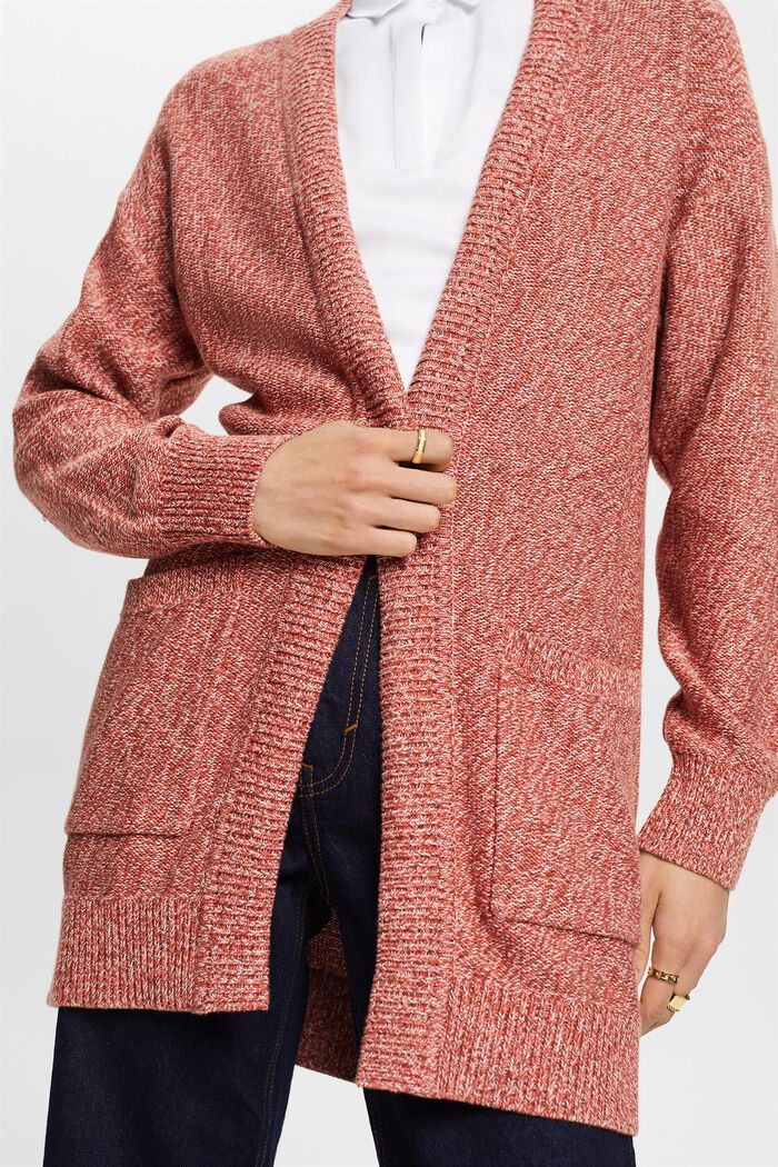 Langer Cardigan mit offener Front, 100 % Baumwolle