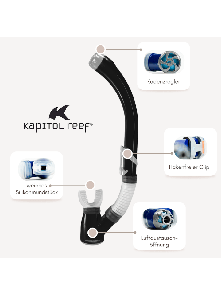 Kapitol Reef Schnorchel Ventilschnorchel Tauchen Kapitol Reef Profiqualität schwarz günstig kaufen onesize
