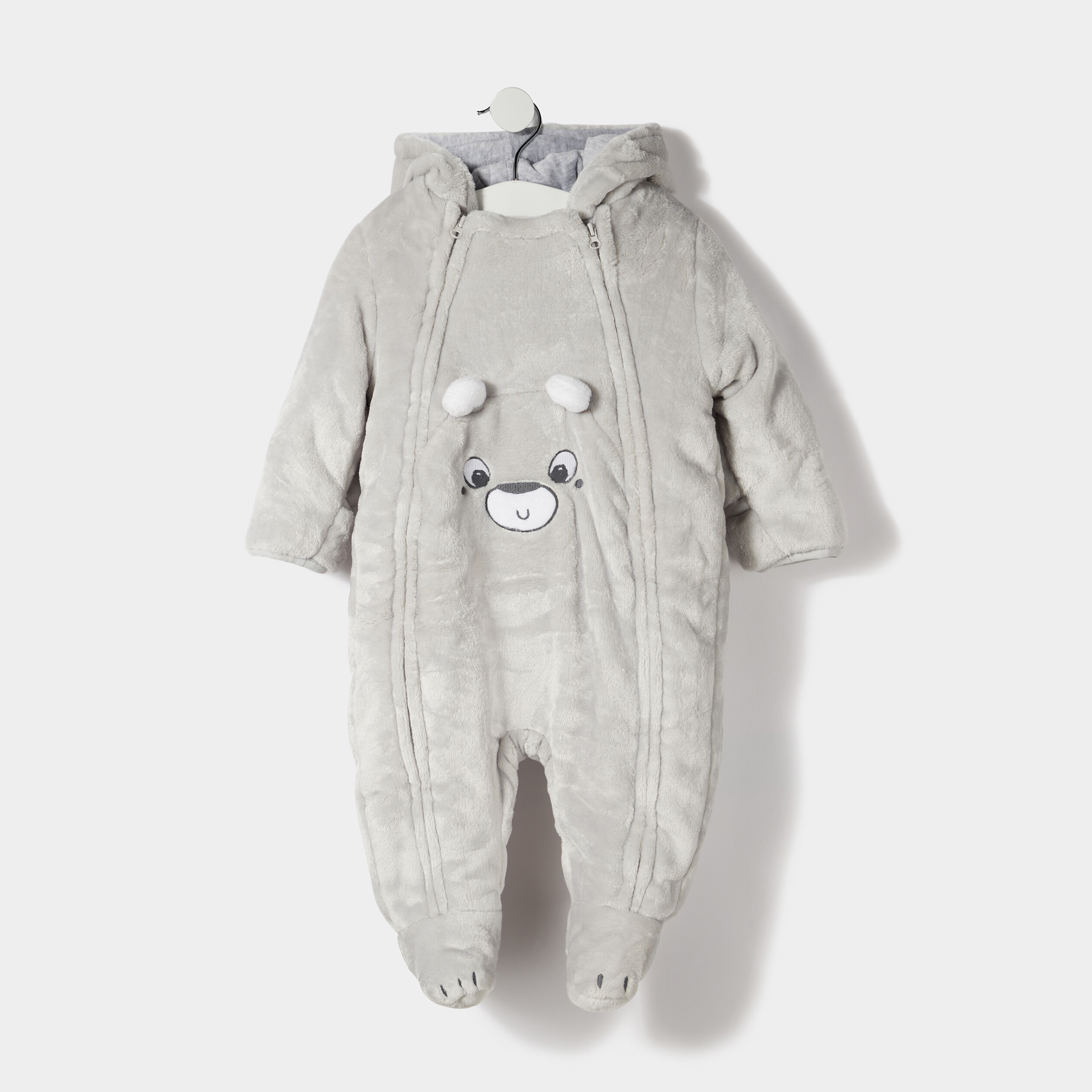 Combinaison à capuche zippée gris clair bébé garçon | La Halle