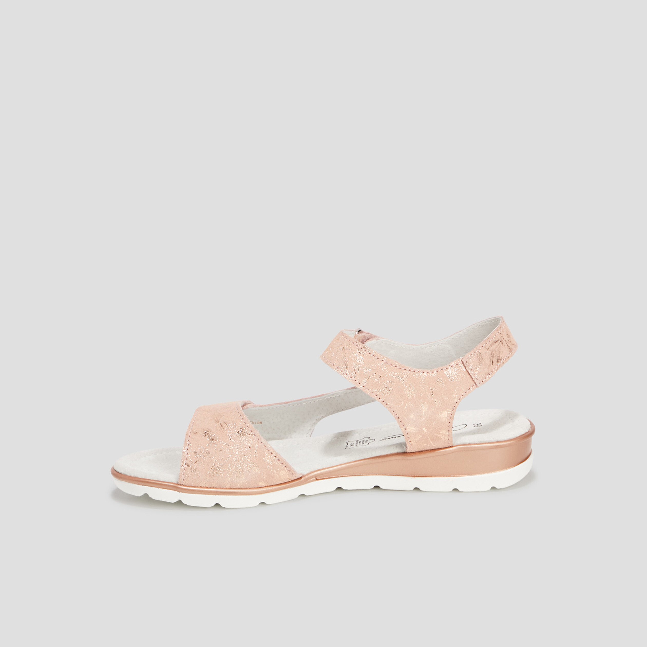 Sandales à scratchs en cuir rose femme | La Halle