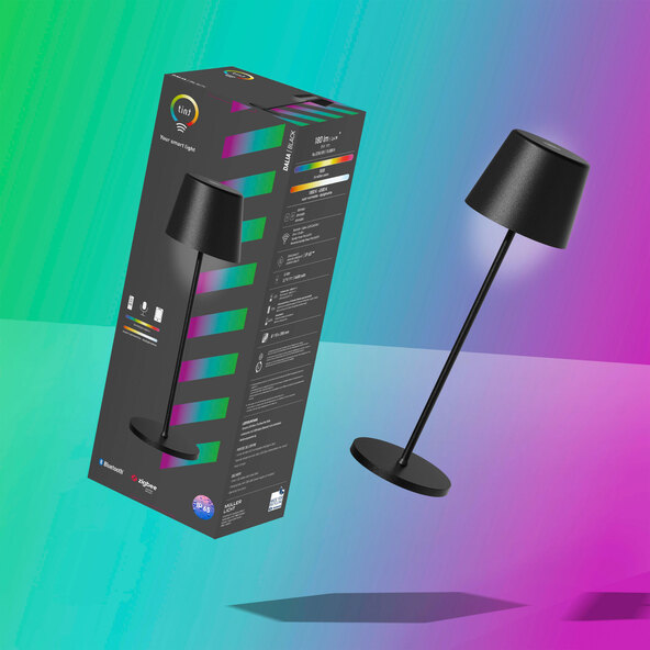 Smarte LED-Akku-Tischleuchte Dalia white+color, schwarz