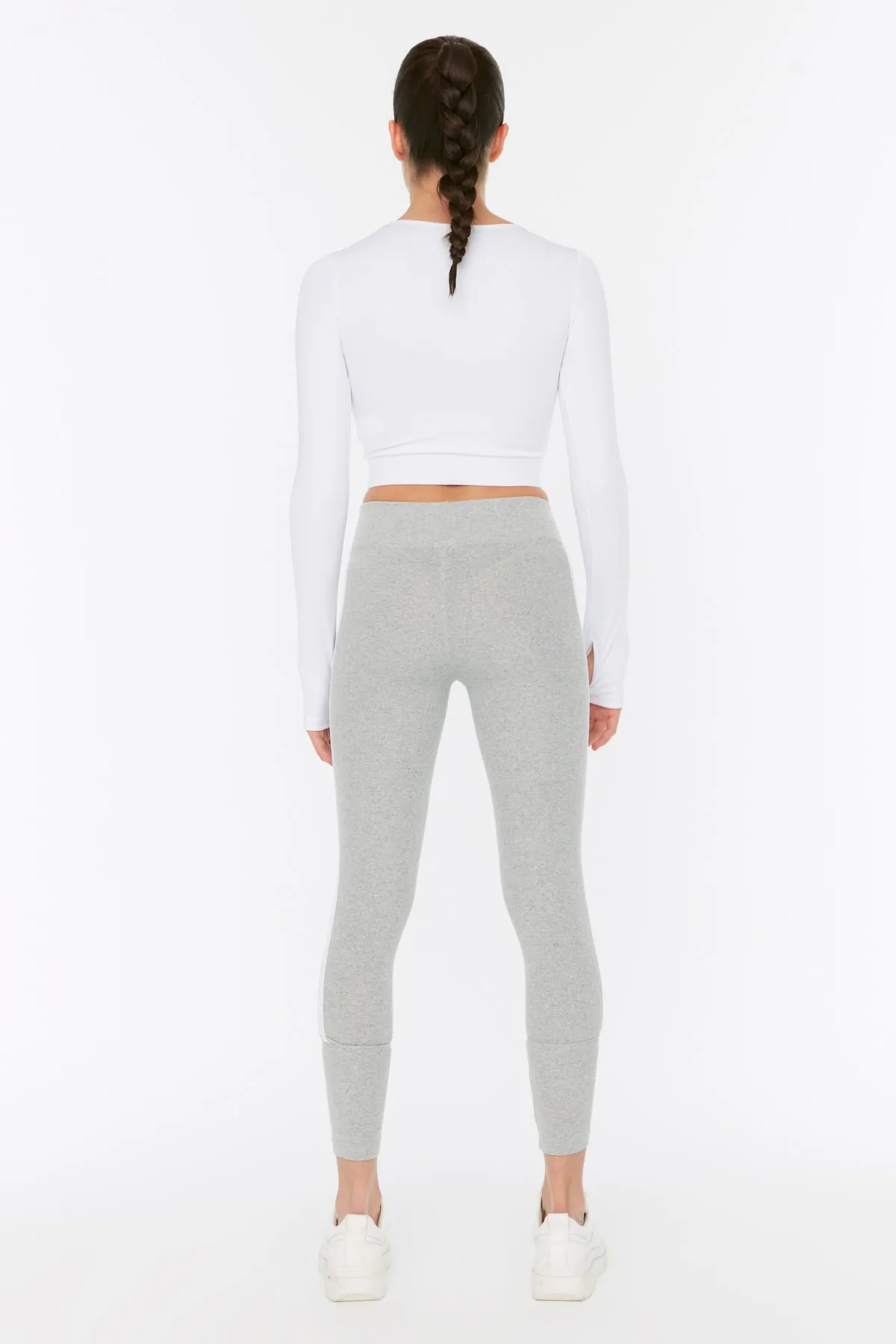 Trendyol Collection  Graue, detaillierte Strick-Sportstrumpfhose in voller Länge TWOSS21TY0011