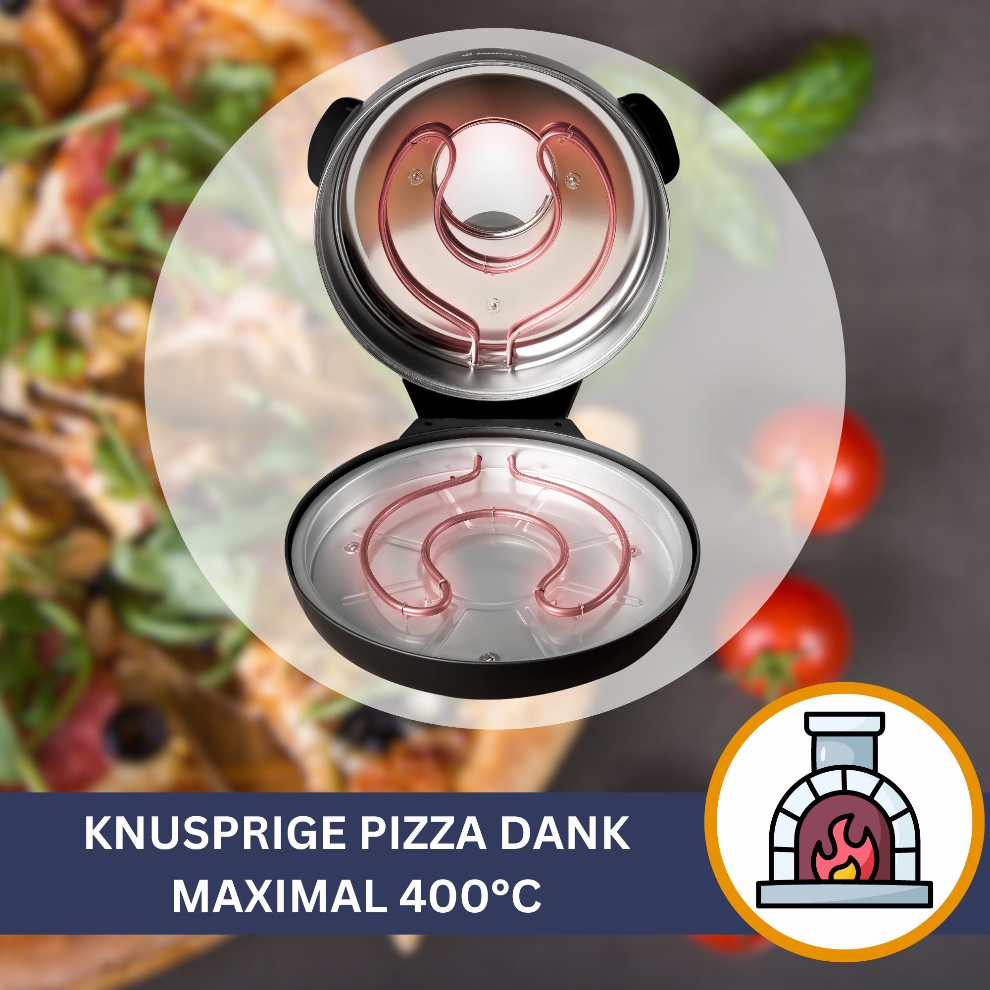 Sommertal Pizzaofen Sommertal PizzaProfi XXL Pizzaofen, 39cm Pizzastein, mit Pfanneneinsatz, 2x Pizzaschieber, Pizzaschneider, Steinplatte