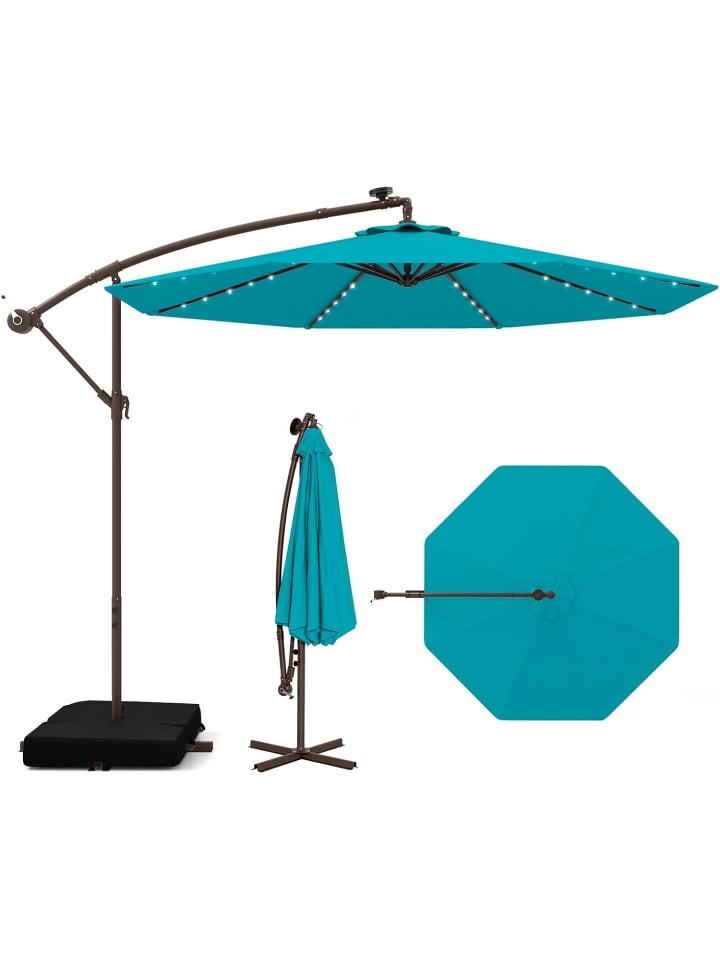 COSTWAY 300cm Ampelschirm mit LED & Sandsäcke in Türkis günstig kaufen onesize