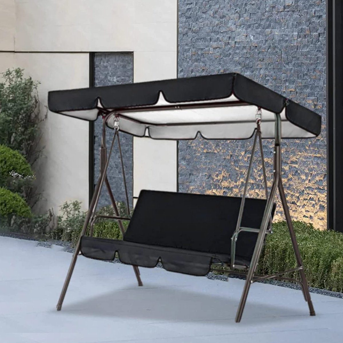 ZmdecQna Hollywoodschaukelersatzdach Ersatz-Schaukel Sitzbezug mit Sonnenschirm für Gartenstuhl 3-Sitz
