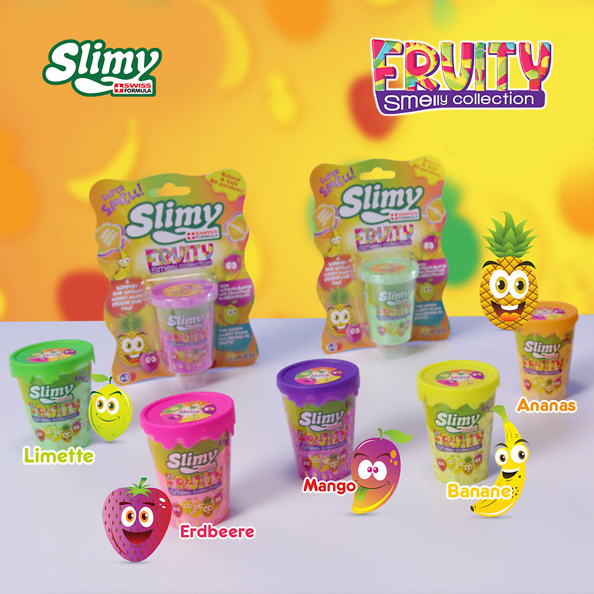 SLIMY® Fruity Original 80g Spielmasse im Becher - fruchtig duftender Schleim Spielspaß für Kinder
