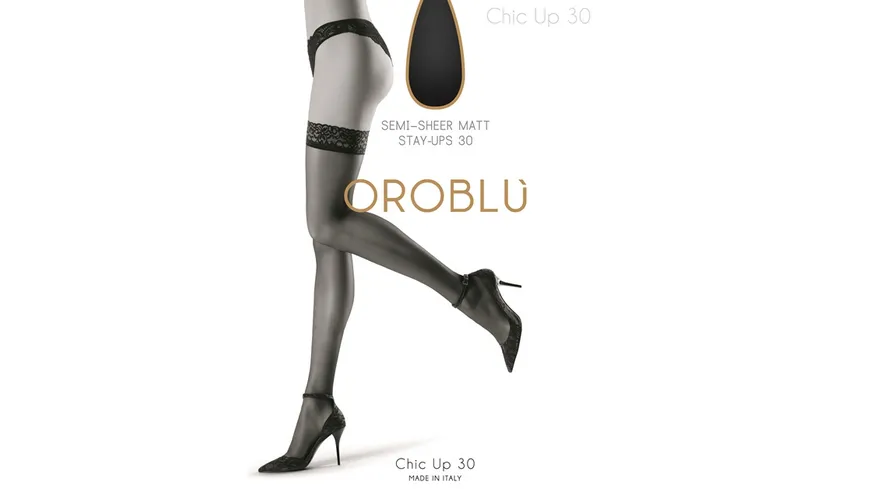 OROBLU Damen Halterlose Strümpfe Chic Up Daily 30 DEN Black