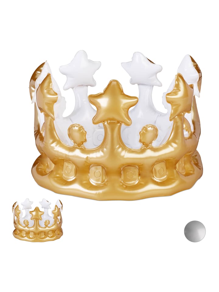 relaxdays 2x Aufblaskrone in Gold günstig kaufen onesize