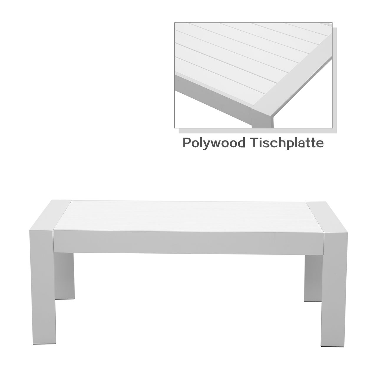 MeXo Gartenlounge-Set (Gletscherbach) Lounge Set modisches Gartenmöbelset für 6-7 Personen, Balkonset Sitzmöbel-Set Rahmen aus Aluminium Indoor Outdoor (Weiß)