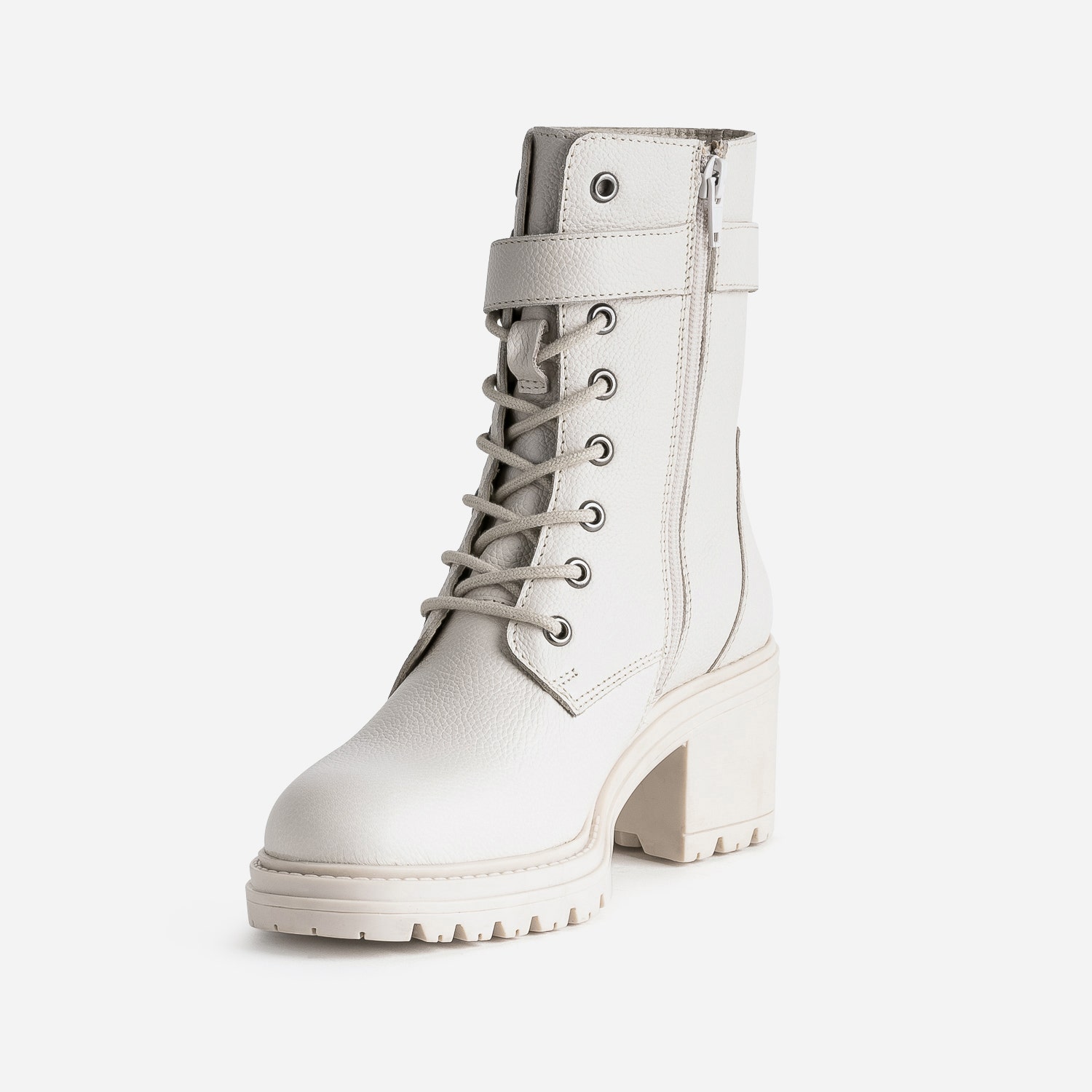 Bottine à talon TEXTO blanc cassé en cuir