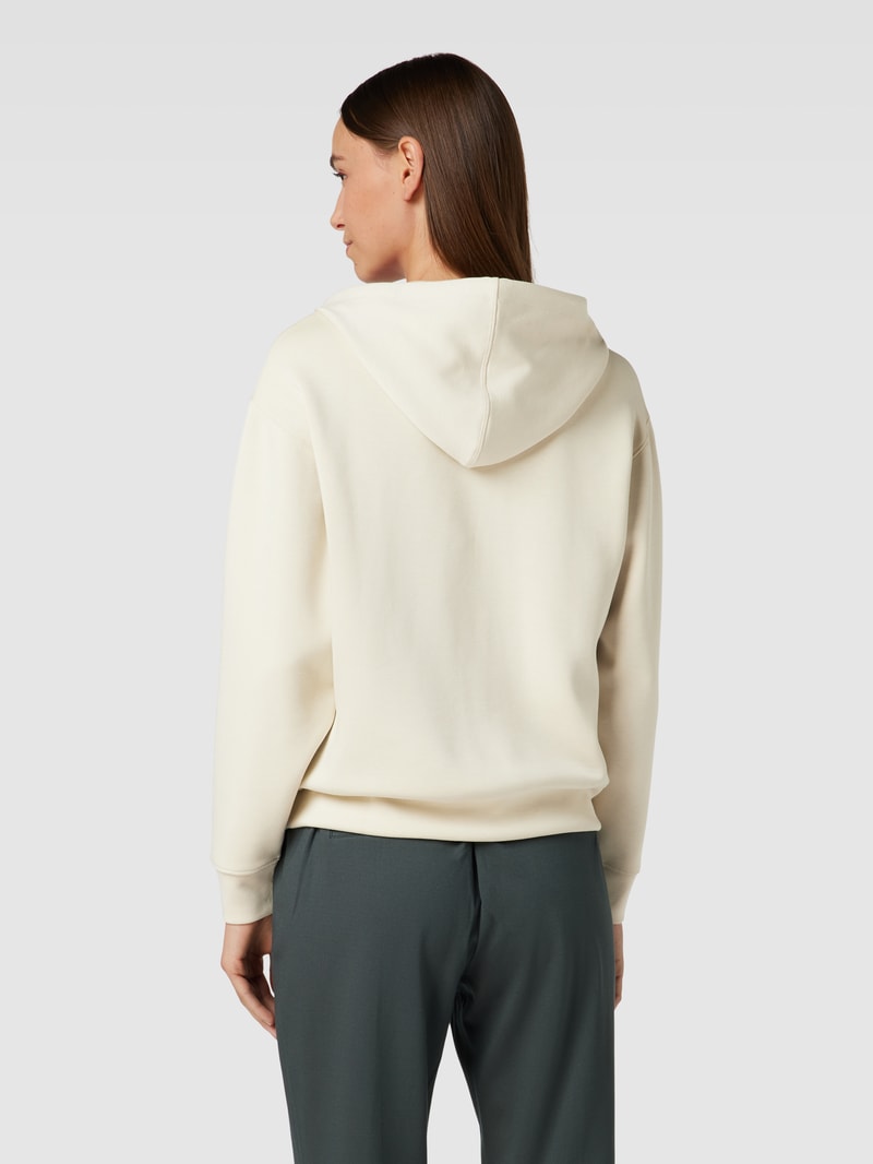 Hoodie mit Label-Print und Känguru-Tasche in sand