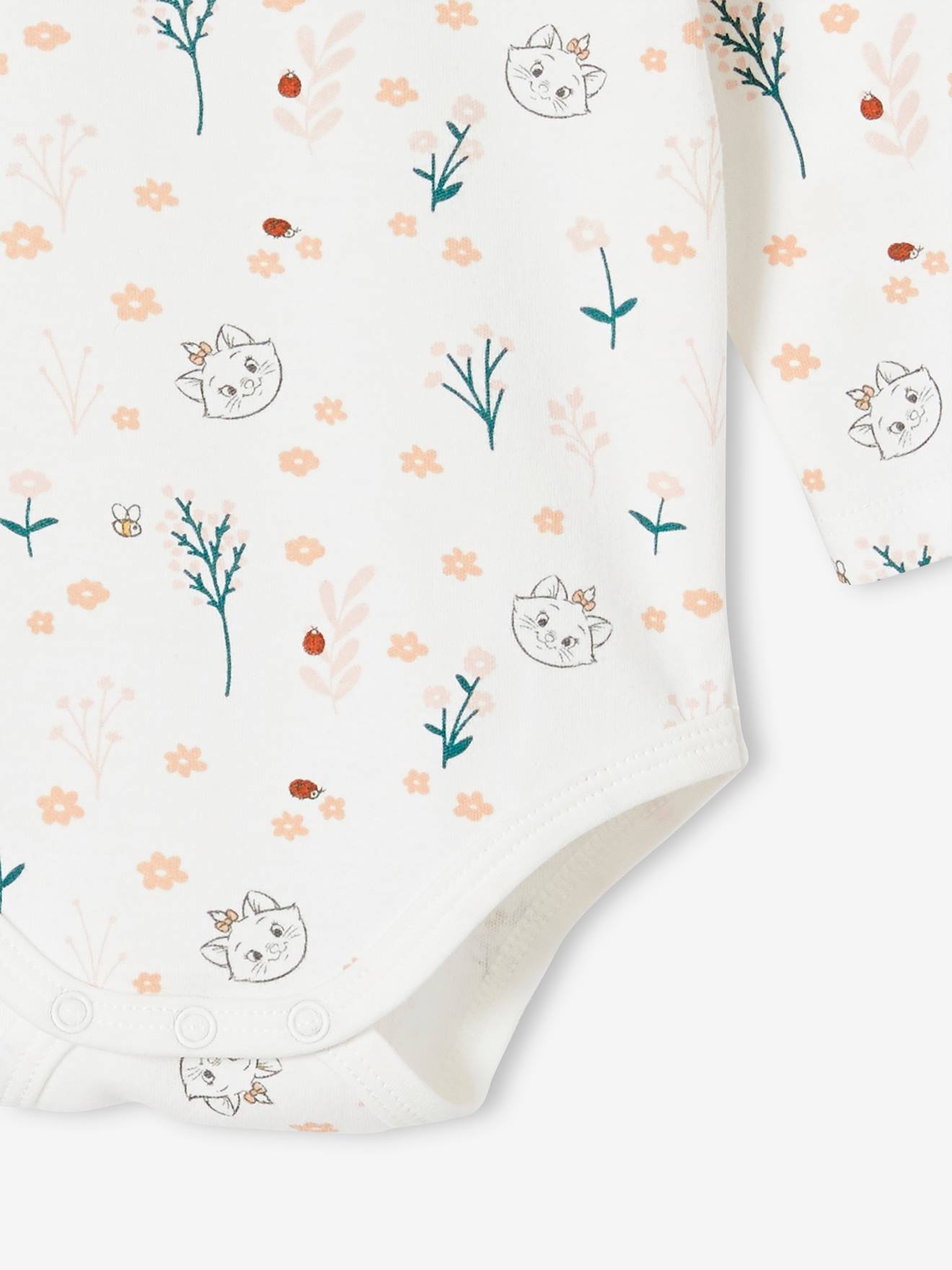 Lot de 2 bodies bébé fille DS® Marie les Aristochats rose clair uni avec decor