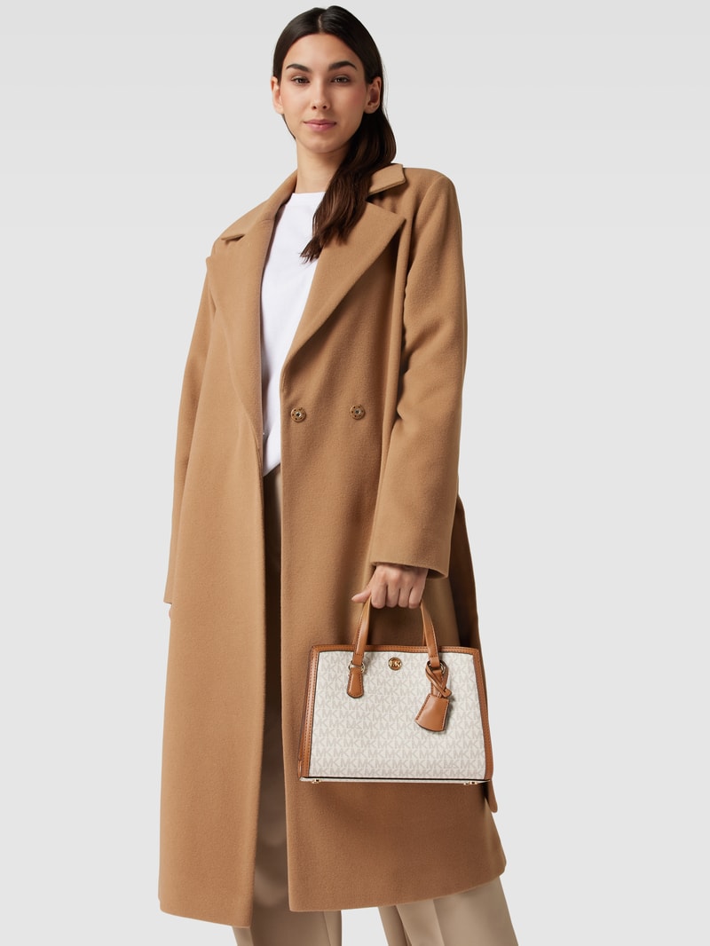 Handtasche mit Allover-Logo Modell 'CHANTAL' in ecru