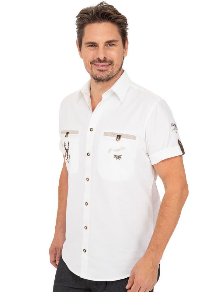 OS-Trachten Kurzarmhemd 421059-3003 in weiß günstig kaufen