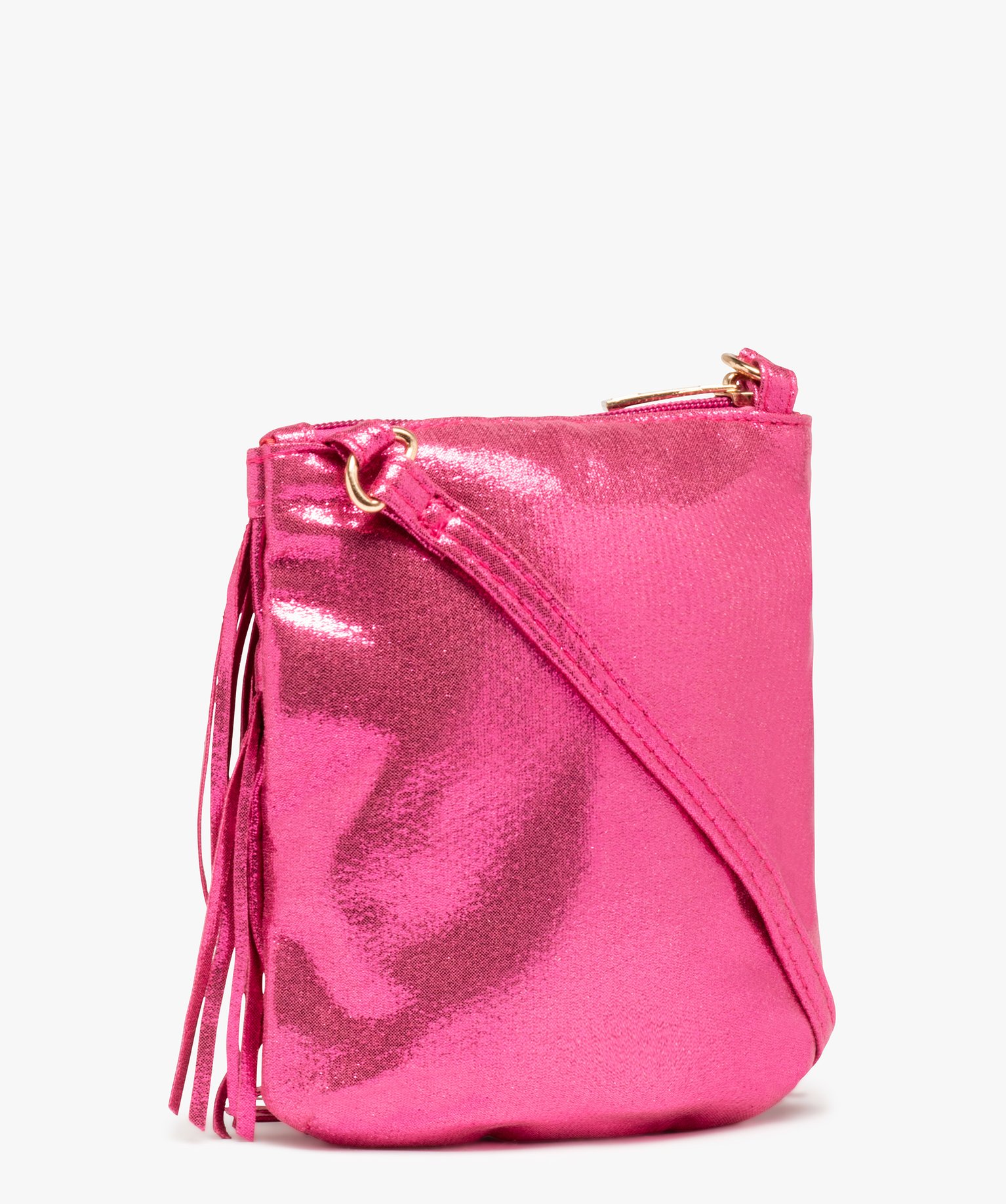 Sac fille à franges toucher velours fuchsia | GEMO