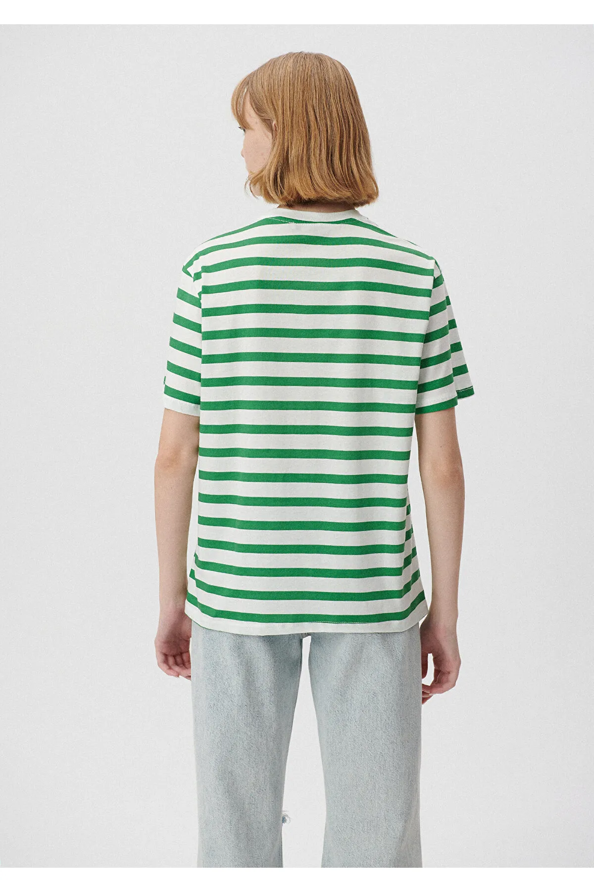 Mavi  Grün gestreiftes T-Shirt mit Logodruck, normale Passform / normaler Schnitt 1611360-84477