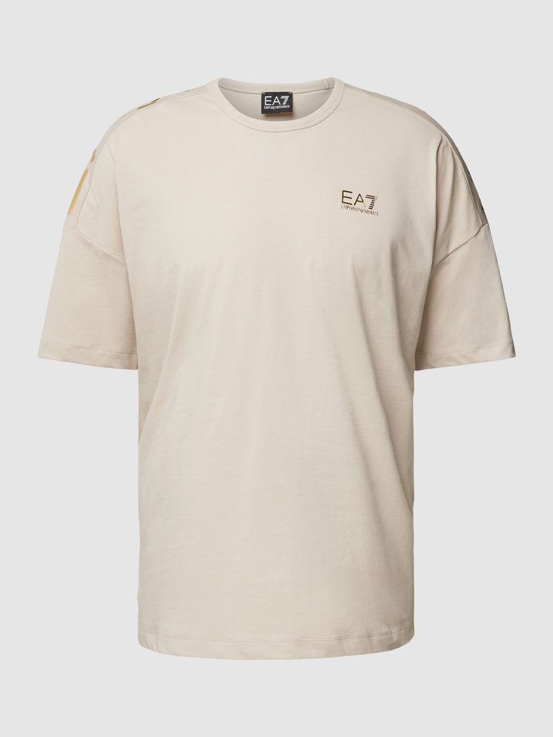 T-Shirt mit Label-Print in beige