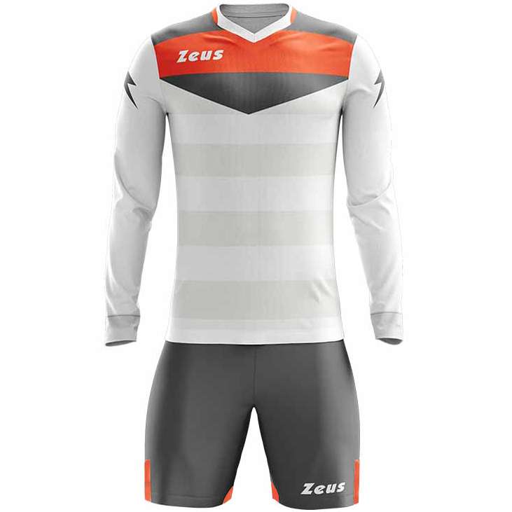 Zeus Argo Torwart Set Langarm Trikot mit Shorts Weiß Grau