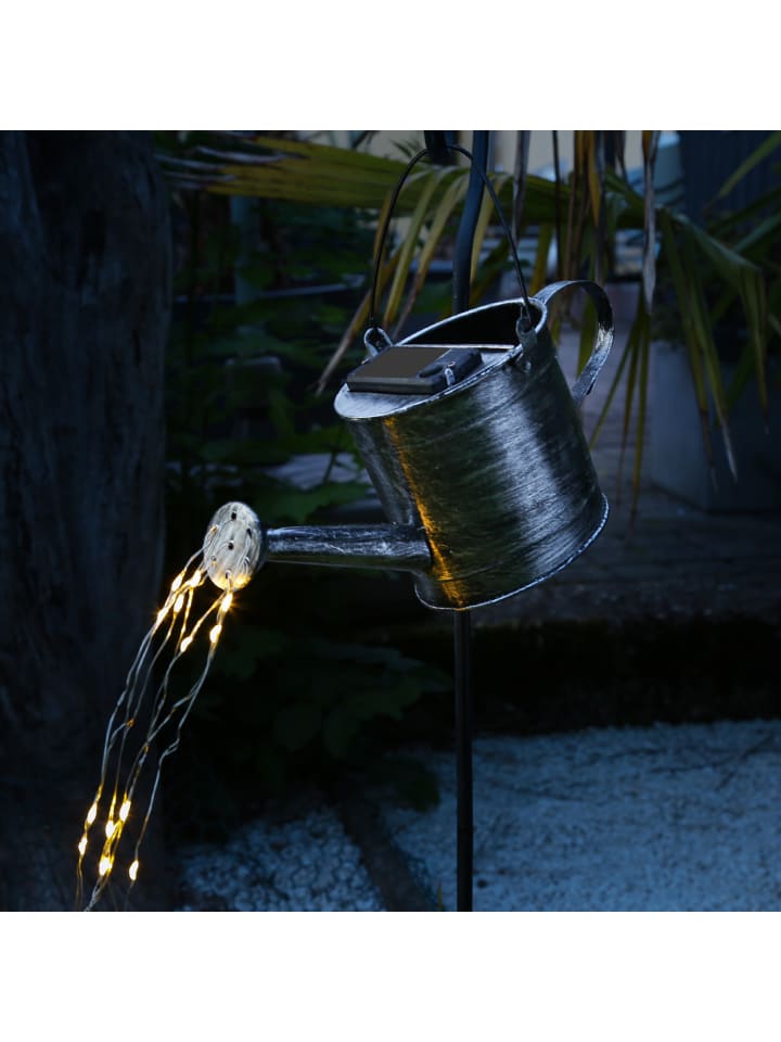 MARELIDA LED Solar Gießkanne mit Wasserfalleffekt H: 90cm in silber günstig kaufen onesize