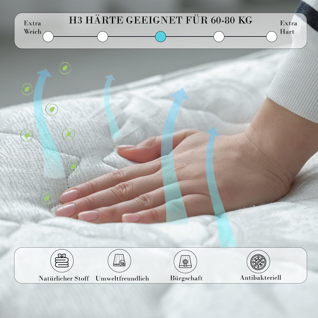 Federkernmatratze Taschenfederkernmatratze Comfy Sleep+  23 cm hoch, Wendematratze,H3, KuffeSleep