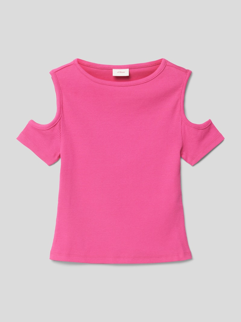 T-Shirt in Ripp-Optik in pink