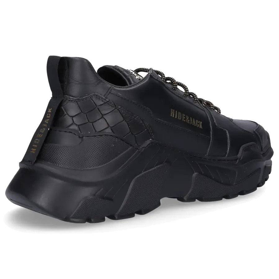Hide & Jack - Sneaker low SPEEDBUMP Kalbsleder Logo schwarz - schwarz