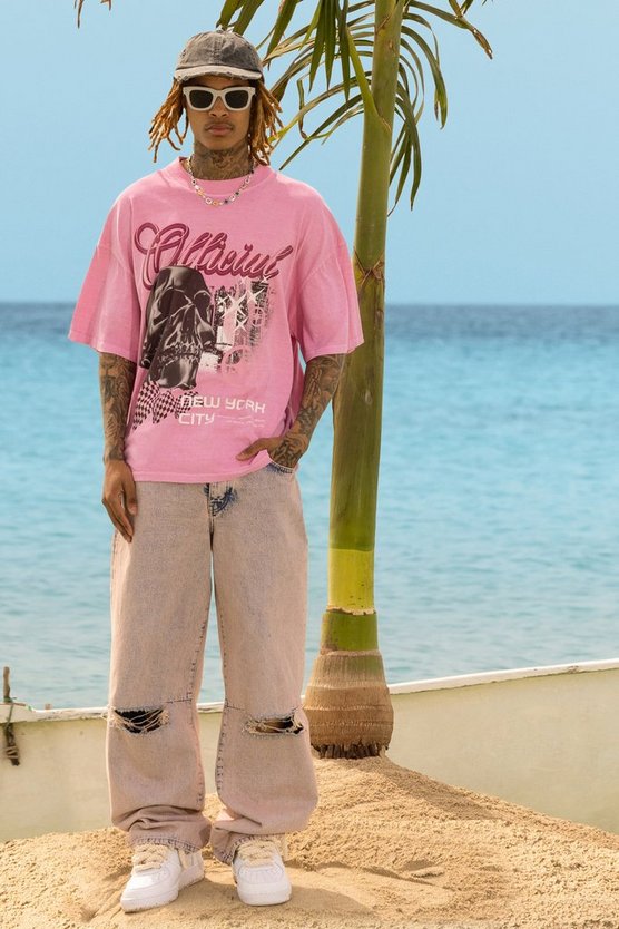 Oversize Official T-Shirt mit Totenkopf-Print