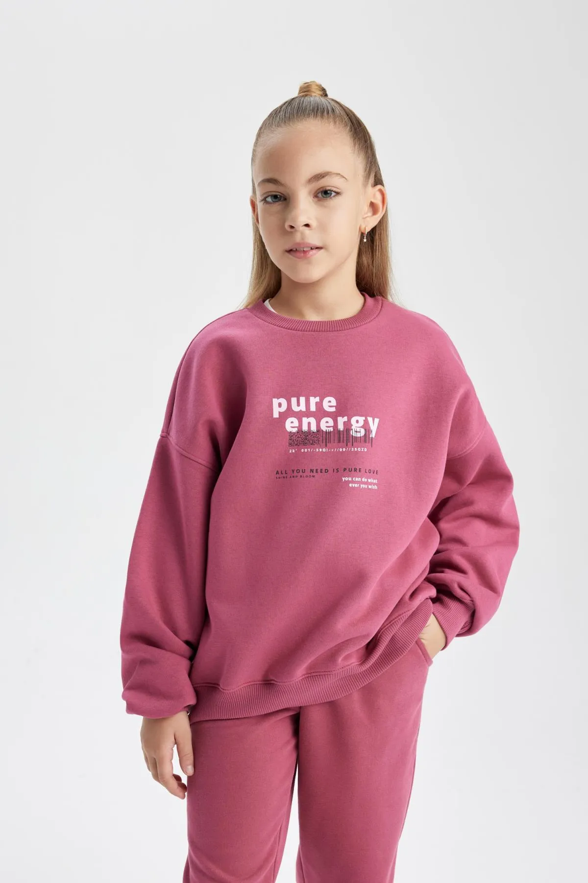 DeFacto  Dickes Mädchen-Sweatshirt in Oversize-Passform mit Rundhalsausschnitt und weicher, flauschiger Innenseite