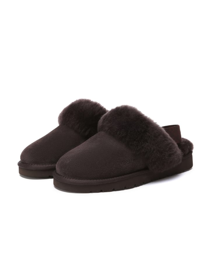 EVERAU Australia Abnehmbare Riemen Slingback Hausschuhe Pelican in Schokolade günstig kaufen