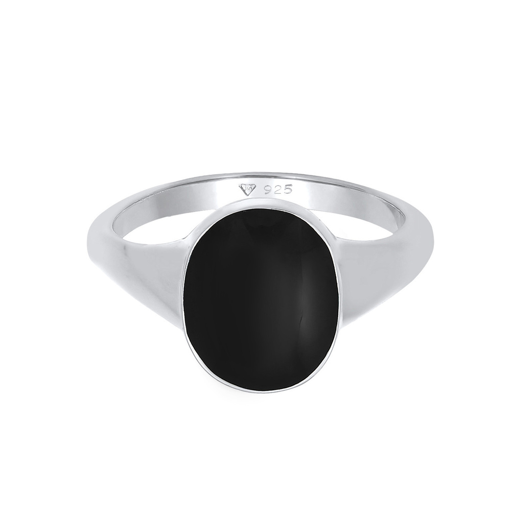 Elli Elli Bague Bague Signet pour Femme Ovale Classique avec Émail en Argent Sterling  Bague