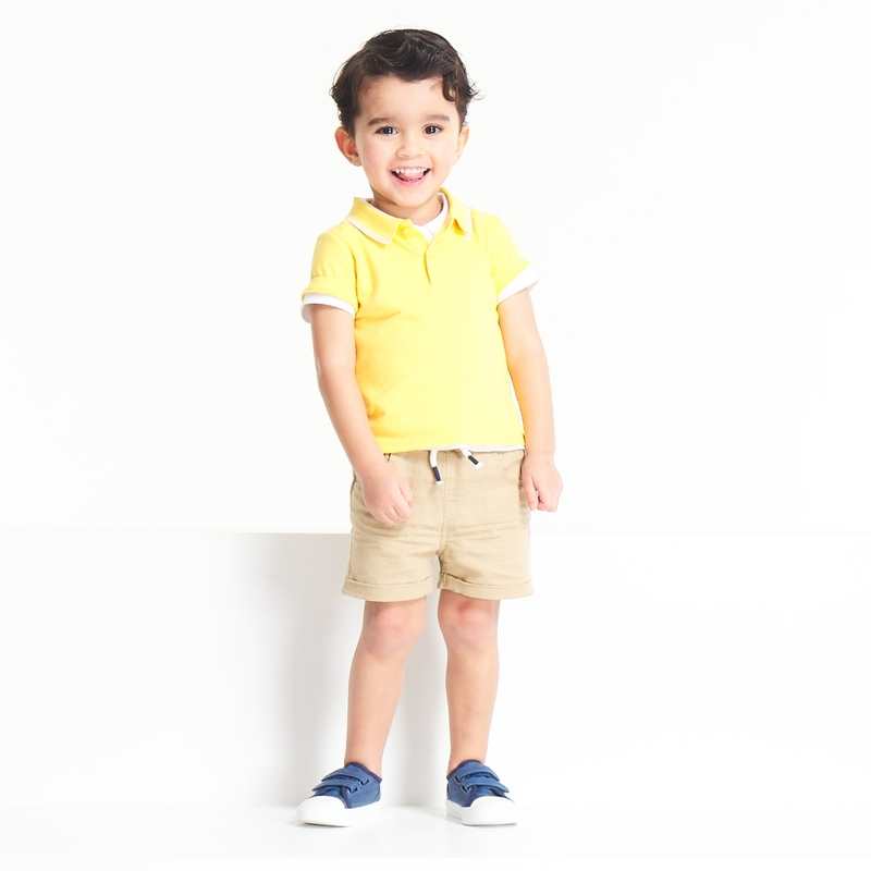 Polo maille piquée uni jaune bébé garçon