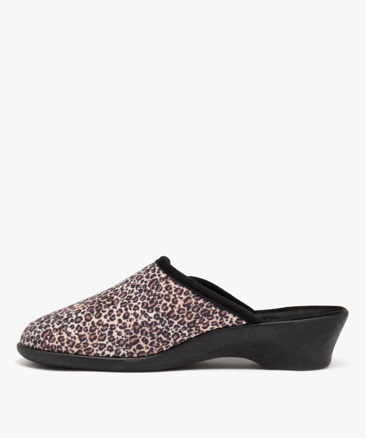 Chaussons femme mules confort compensées à motif léopard imprime | GEMO