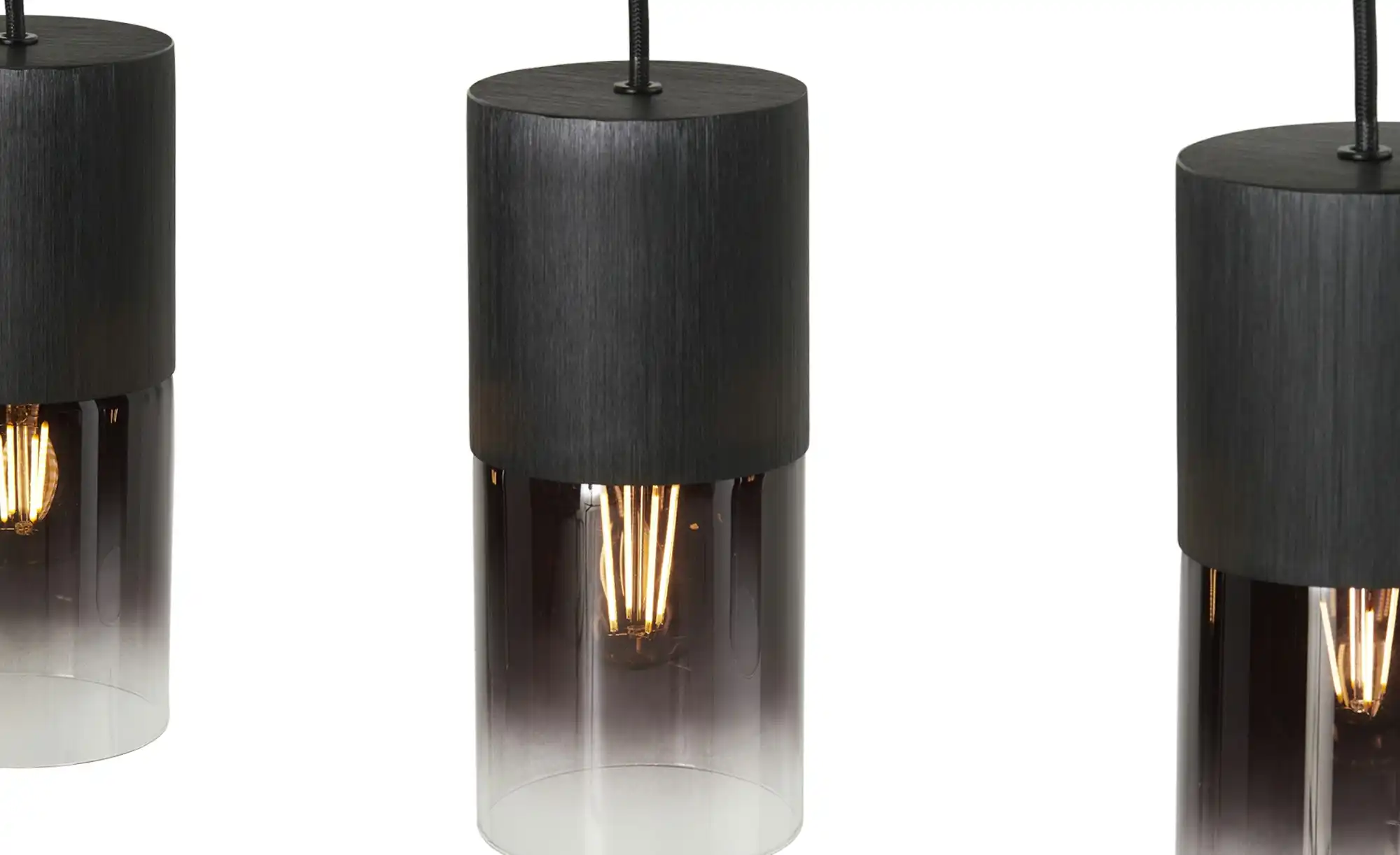 Trio Pendelleuchte, 4-flammig, Rauchglas schwarz