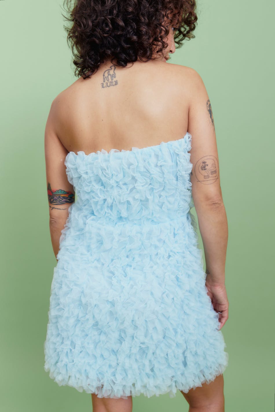 Mini allover frill tulle dress