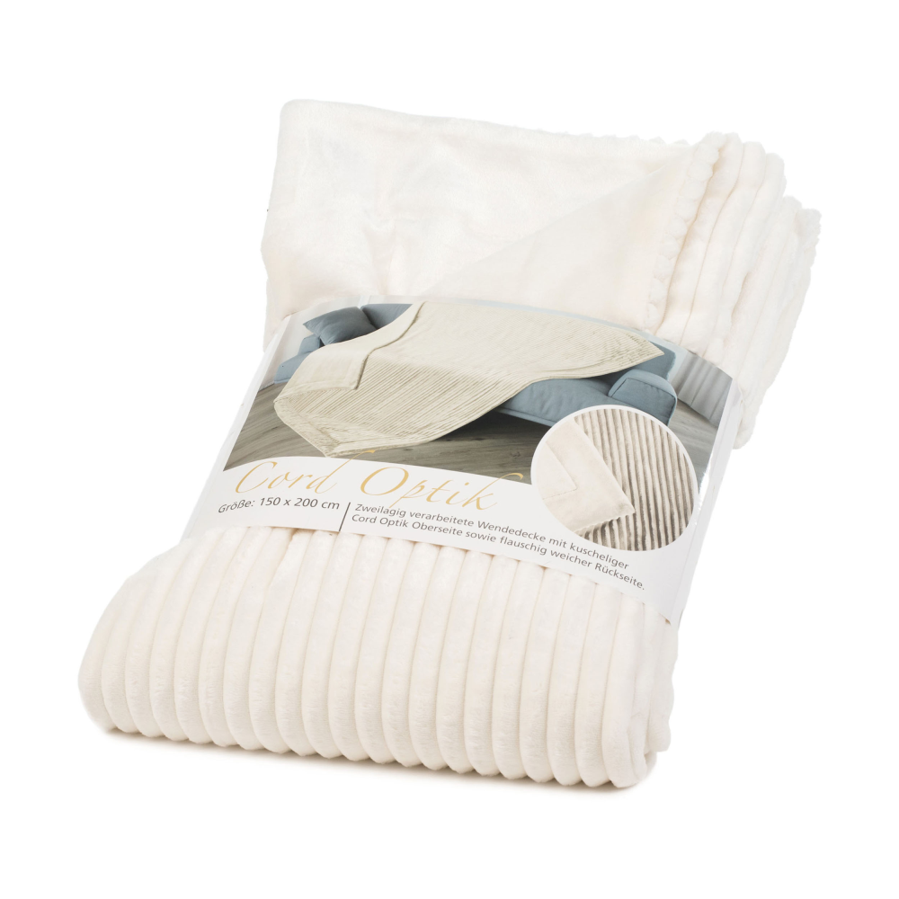 Wohndecke Cord Optik wollweiß
