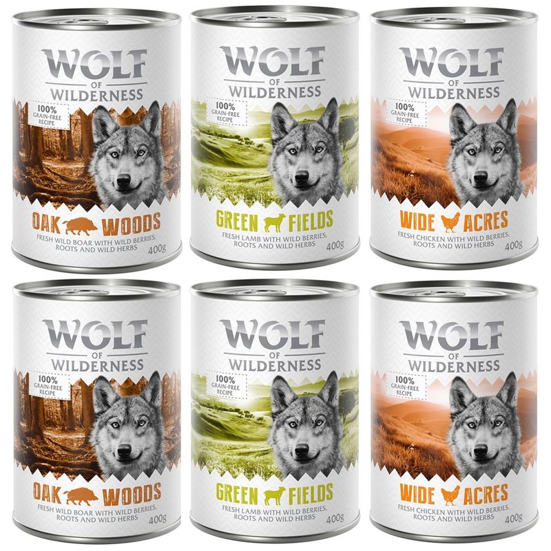 Sparpaket Wolf of Wilderness Adult 24 x 400 g - Single Protein