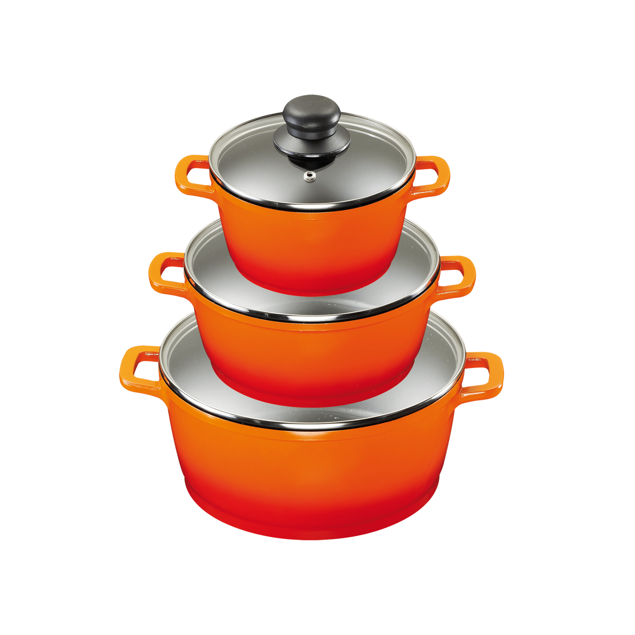 KING Aluguss Kochtopfset 3/6-teilig ORANGE