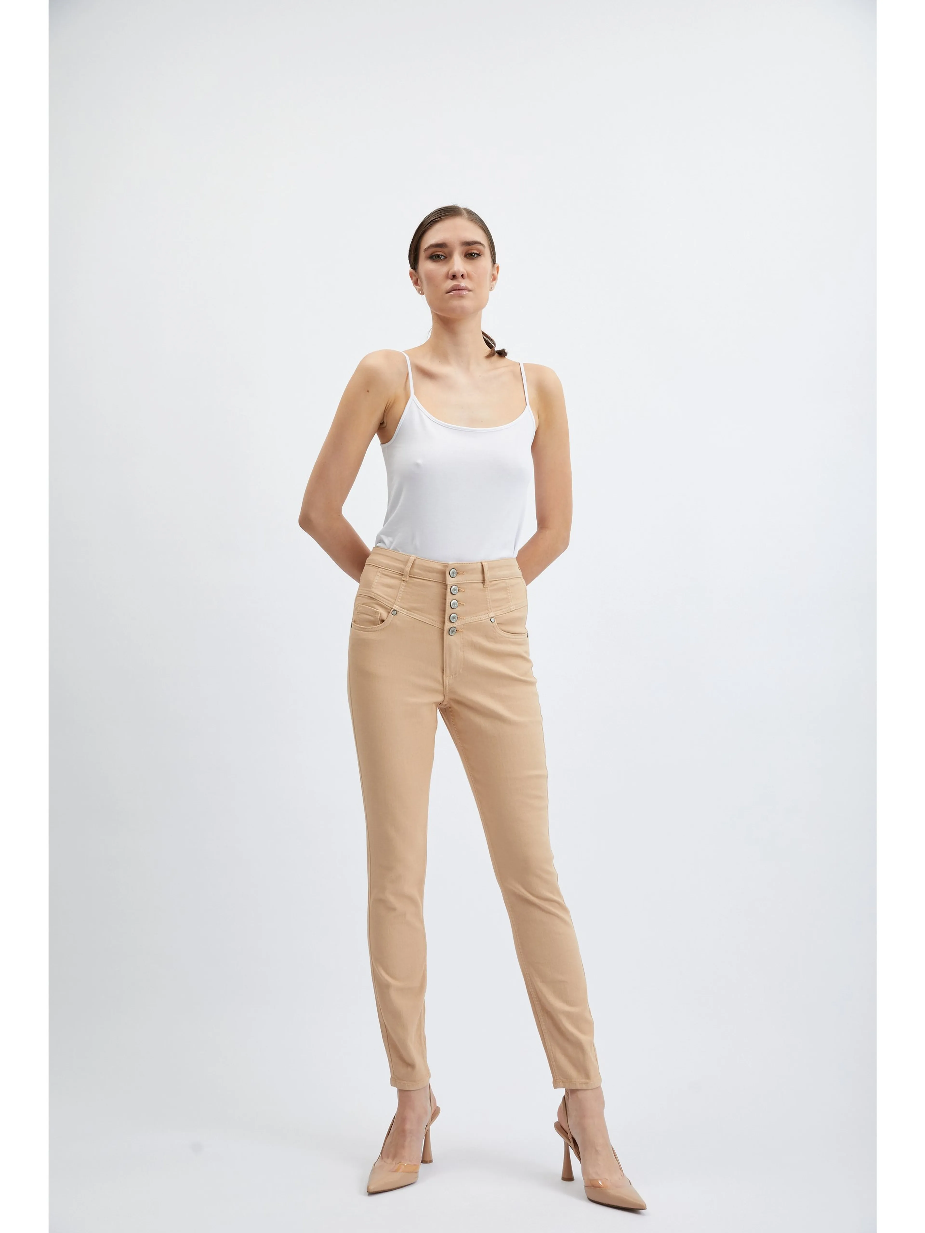 Beigefarbene Röhrenjeans für Damen ORSAY