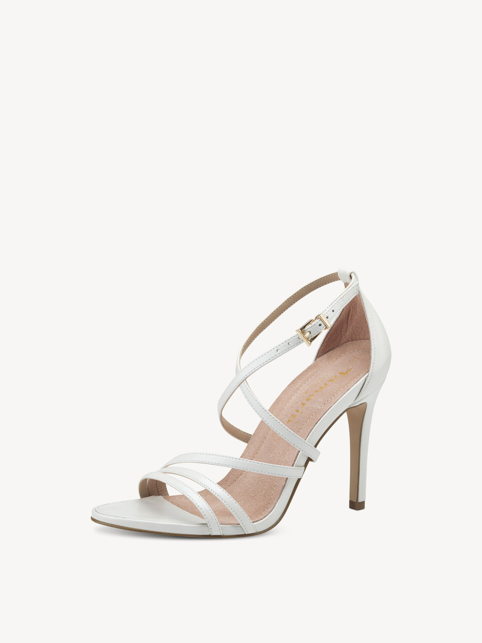 Sandale à talon en cuir - blanc