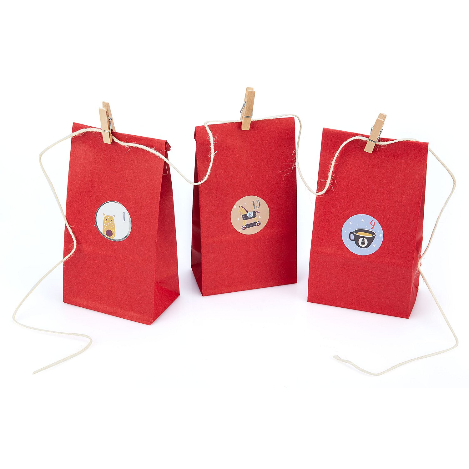 Adventskalendertüten-Set, rot-blau, 24 Stück