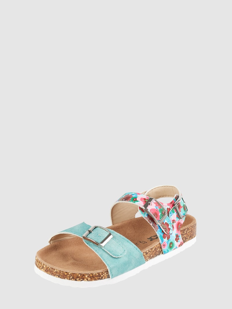 Sandalen mit floralem Muster in hellblau