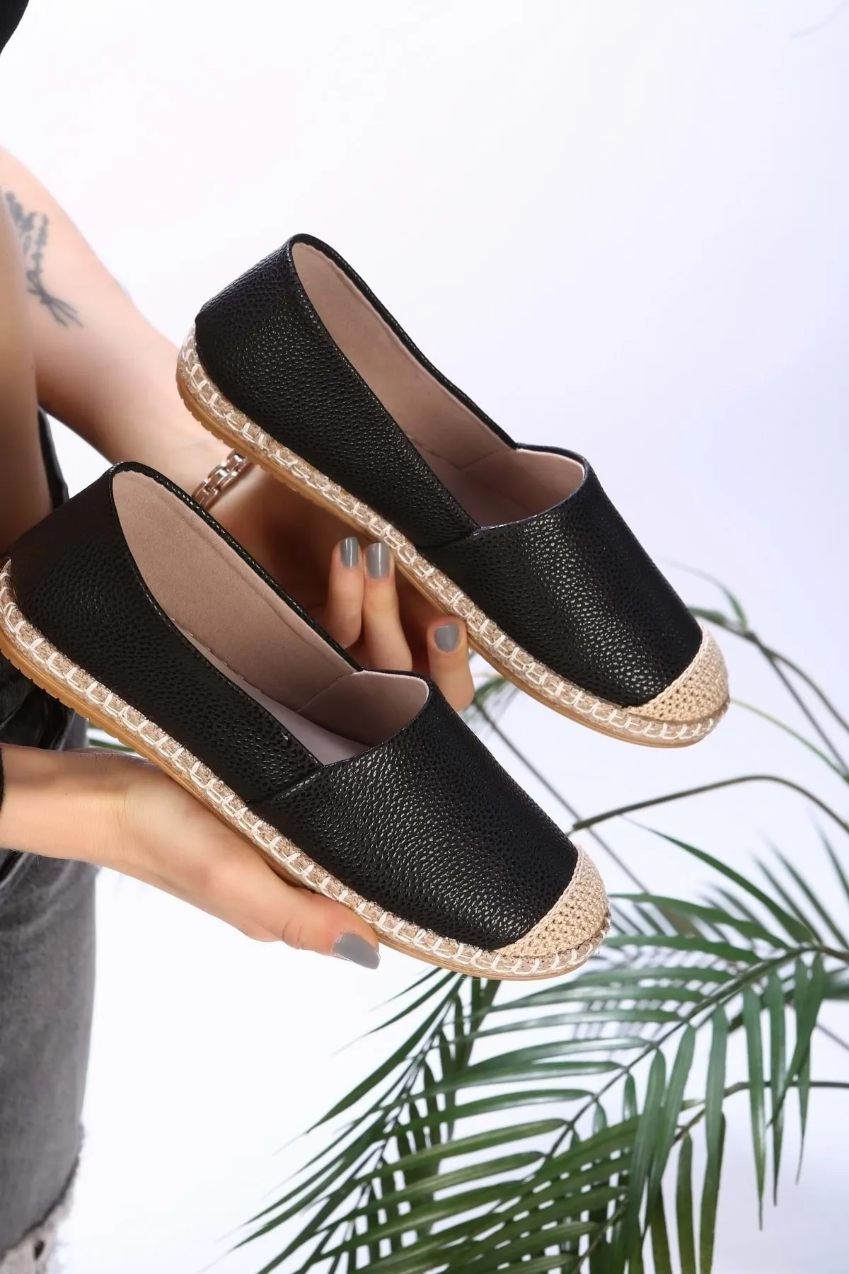 Shoeberry  Ziles Black Skin Espadrille für Damen