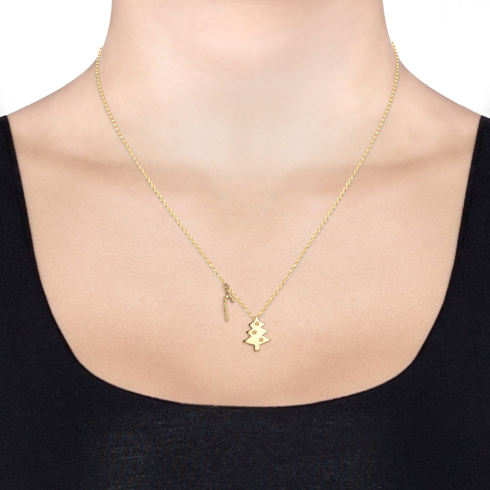 Elli Elli Collier Femme Pendentif de Sapin en Argent Sterling 925 Bijoux
