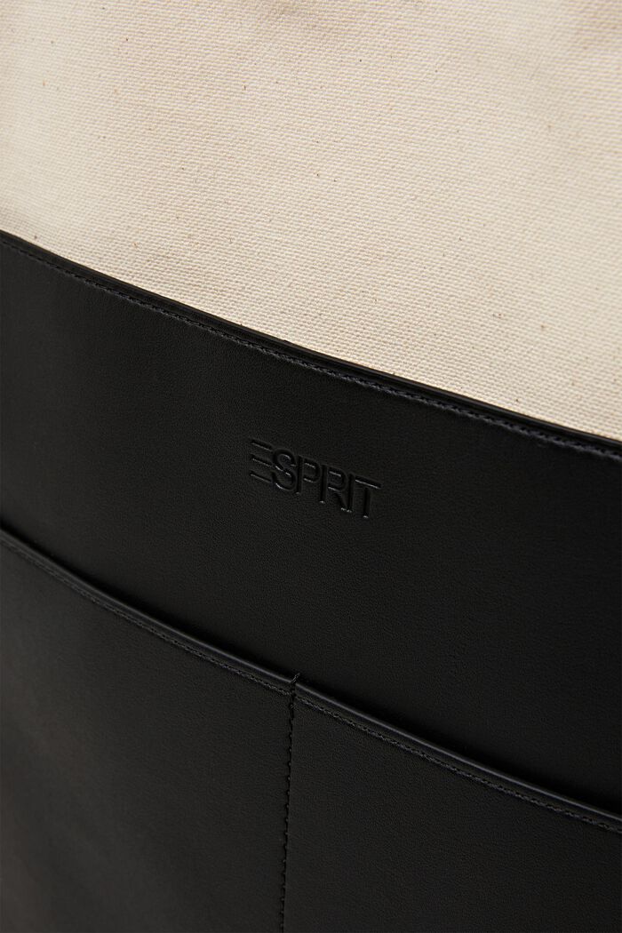 Tote aus Baumwollcanvas mit Details in Lederoptik