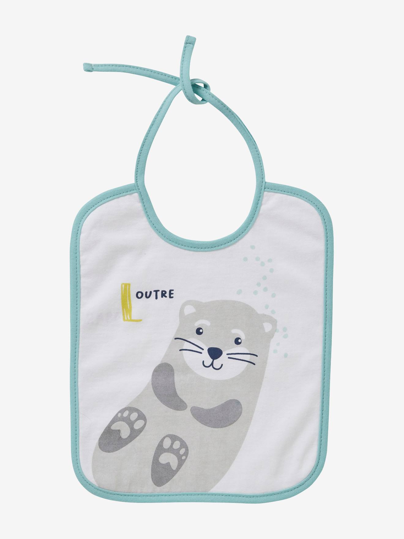 Lot de 7 bavoirs bébé imprimés fond blanc