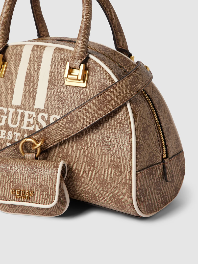 Bowling Bag mit Allover-Logo Modell 'MILDRED' in taupe