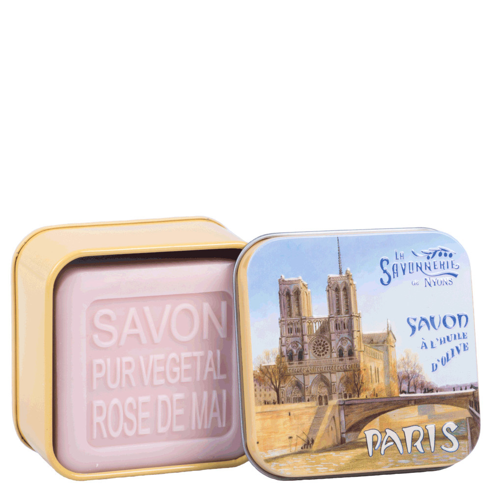 La savonnerie de nyons Savon 100g Rose de Mai et Boîte Métal Notre Dame Savon